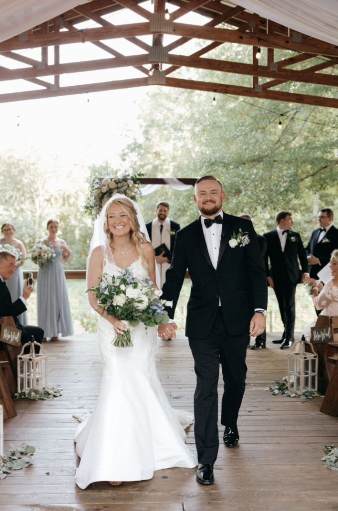 Bride and groom just married at Koury Farms